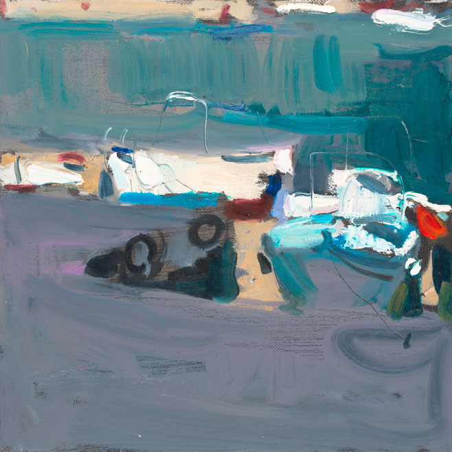 Современный художник Эдуард Аниконов, картина - Вечер в Балаклавской бухте (этюд)